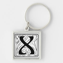 Chaveiro X Monogramm schwarz weiß Schlüsselanhänger