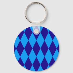 Chaveiro Xadrez de Diamantes Harlequim Azul Claro e Escuro