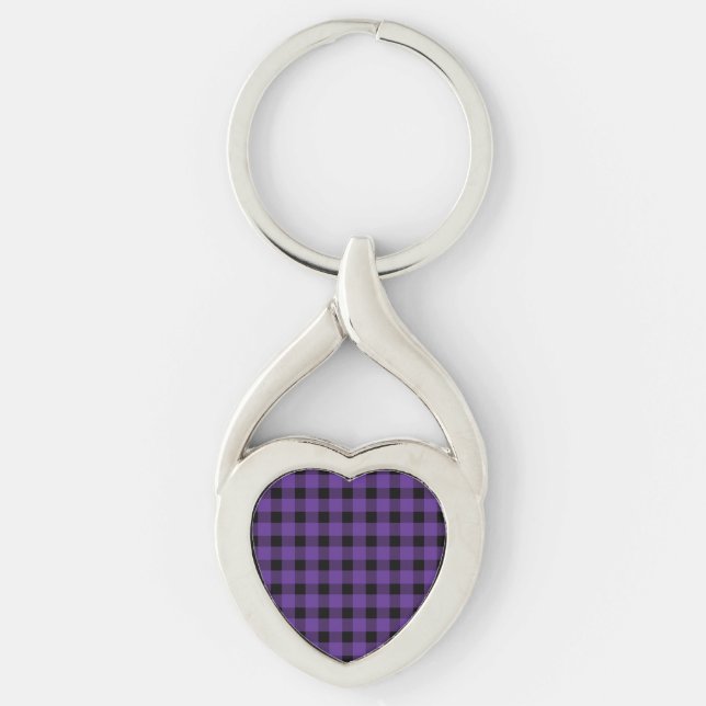 Chaveiro Xadrez de Lumberjack do País de Buffalo Roxo (Frente)