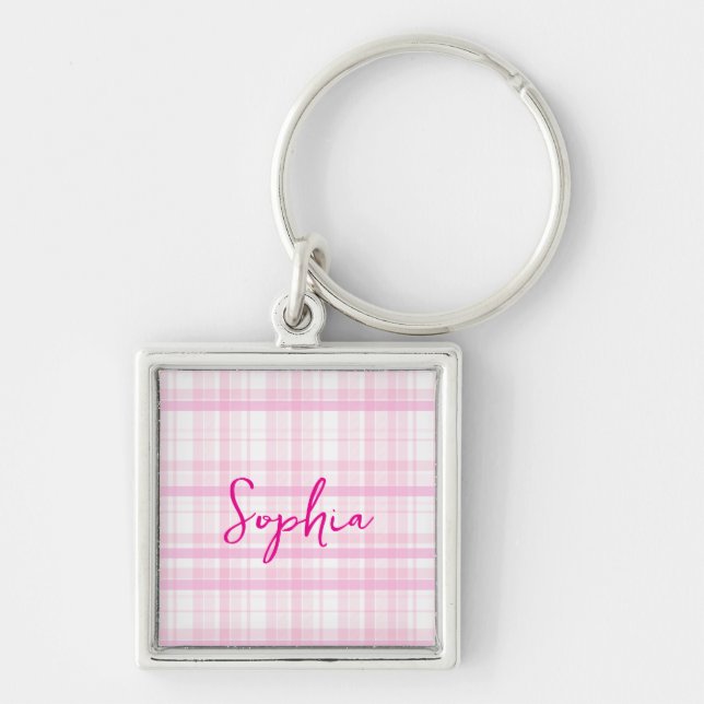 Chaveiro Xadrez Rosa Personalizado  (Frente)