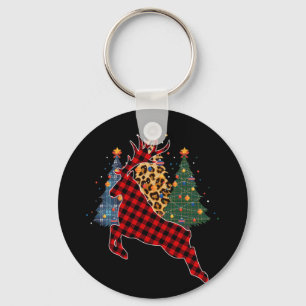 Chaveiro Xadrez Vermelha Reindeer Buffalo Deer Family Pajam