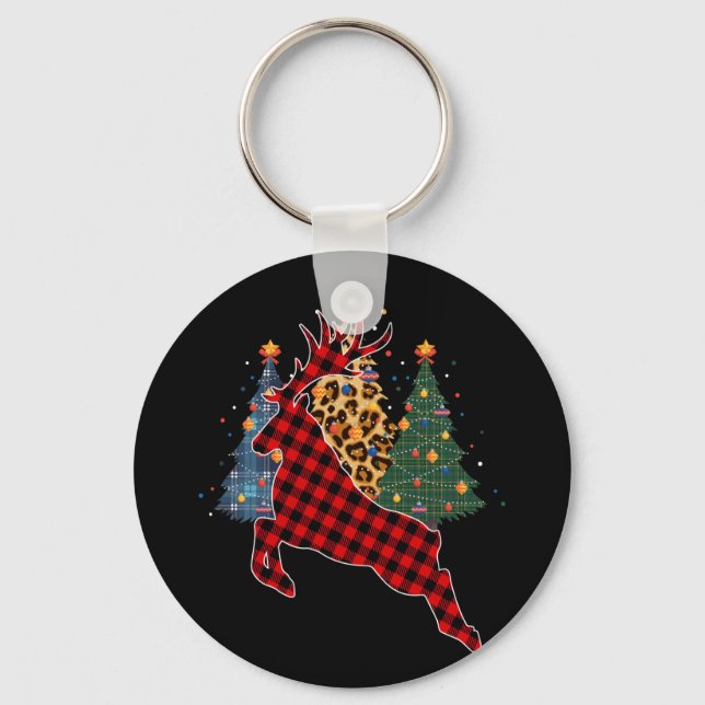 Chaveiro Xadrez Vermelha Reindeer Buffalo Deer Family Pajam (Frente)