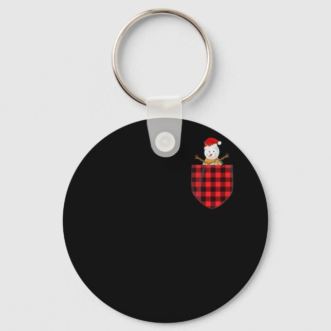 Chaveiro Xadrez Vermelha Snowman na Família Pocket Buffalo (Frente)