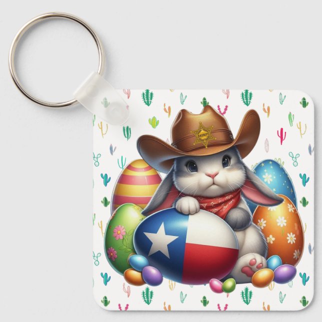Chaveiro Xerife de coelho da Páscoa no Texas/sudoeste (Frente)