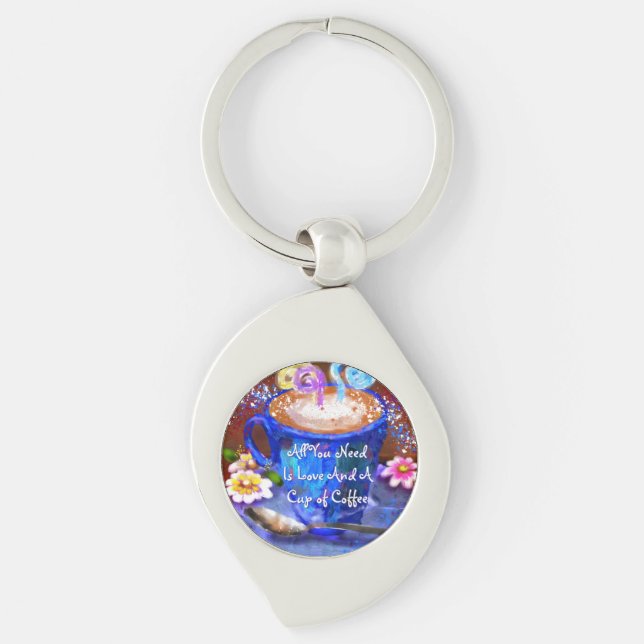 Chaveiro Xícara Caprichosa de Café Floral Personalizada (Frente)