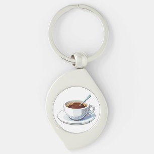 Chaveiro Xícara de café branca em um pires cheio de café