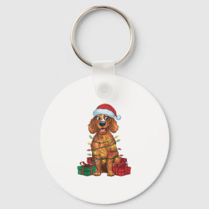 Chaveiro Xmas Lighting Santa Hat English Setter Dog Christm