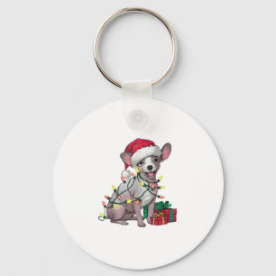 Chaveiro Xmas Lighting Santa Hat mexicana Hairless Dogs Chr