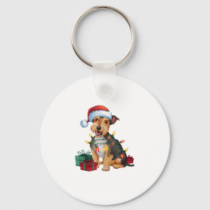 Chaveiro Xmas Lighting Santa Hat Patterdale Terrier Dog Chr