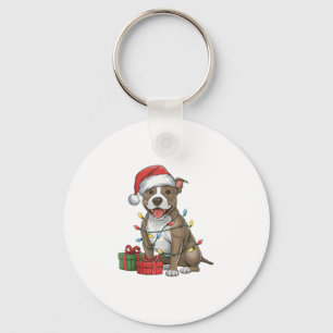 Chaveiro Xmas Lighting Santa Hat Pitbull Cristo de Cachorro