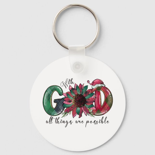 Chaveiro Xmas Presente Com Deus Todas As Coisas São Possíve (Frente)