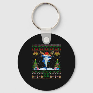Chaveiro Xmas Suéter feio Reindeer Santa Hat Lights Shark