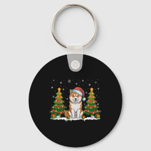 Chaveiro Xmas Tree Lights Akita Inu Cachorro Papai Noel Nat