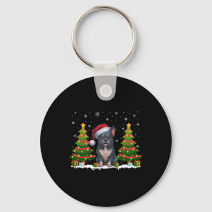 Chaveiro Xmas Tree Lights Frenchie Dog Santa Hat Natal