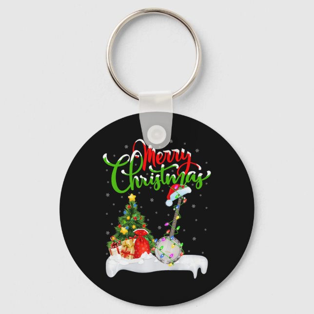 Chaveiro Xmas Tree Lights Santa Hat Musical Banjo Natal (Frente)