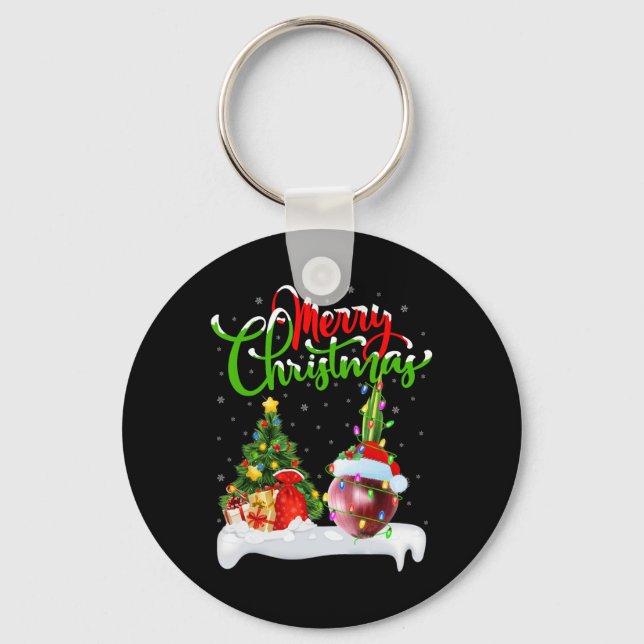 Chaveiro Xmas Tree Lights Santa Hat Vegetal Cebola Natal (Frente)