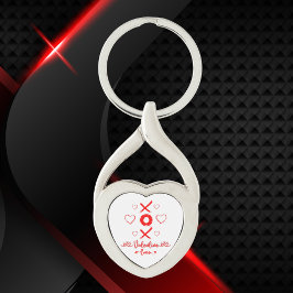 Chaveiro XOXO dia de os namorados com Corações em Vermelho 