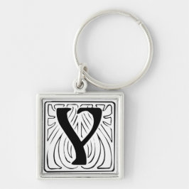 Chaveiro Y Monogramm schwarz weiß Schlüsselanhänger