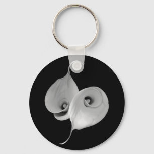 CHAVEIRO YANG FLORAL BRANCO E NEGRO