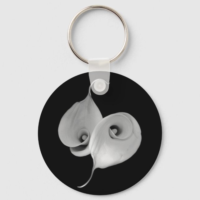 CHAVEIRO YANG FLORAL BRANCO E NEGRO (Frente)
