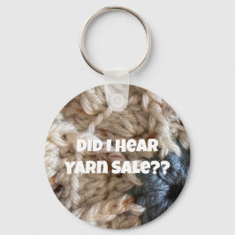 Chaveiro Yarn Love Knit Crochet Blue Beige Engraçado