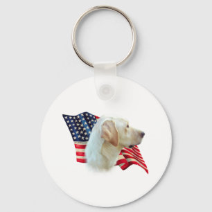 Chaveiro Yellow Labrador Retriever American Flag,