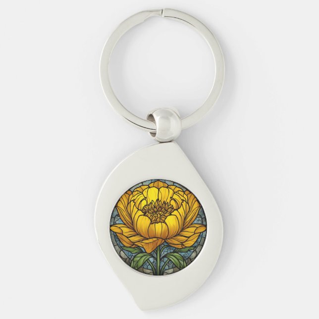 Chaveiro Yellow Peony Stained Glass (Frente)