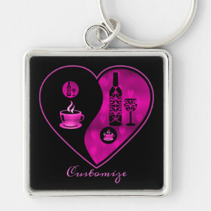 Chaveiro Yin cor-de-rosa & de café & de vinho de Yang
