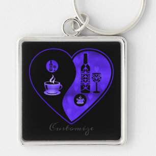 Chaveiro Yin roxo & de café & de vinho de Yang corrente