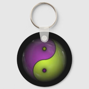 Chaveiro yin roxo e verde yang