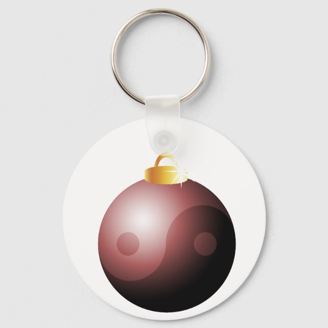 Chaveiro Yin Yang Christmas Ball em vermelho (Frente)