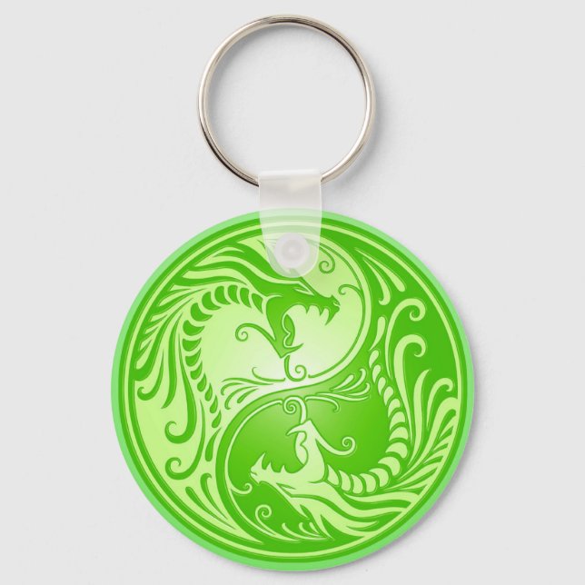 Chaveiro Yin Yang Dragon, verde-claro (Frente)