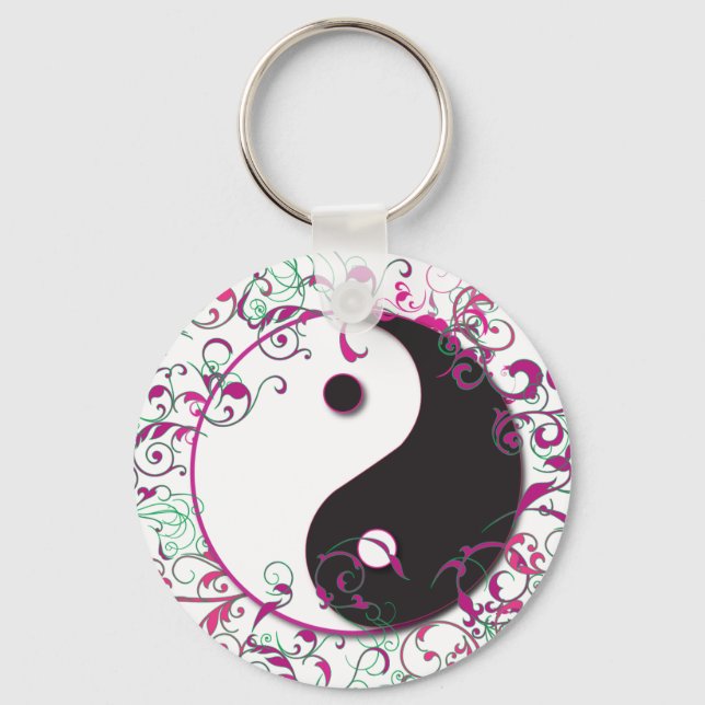 Chaveiro Yin & Yang Floral Design (Frente)