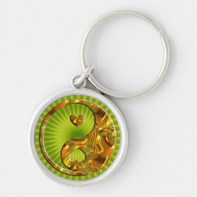 Chaveiro Yin & Yang / Hearts gold (Frente)