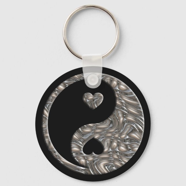 Chaveiro Yin & Yang / Hearts SILVER (Frente)
