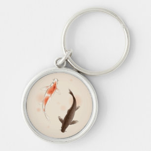 Chaveiro Yin Yang Koi pesca na pintura oriental do estilo