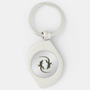 Chaveiro Yin Yang Lizards Silver