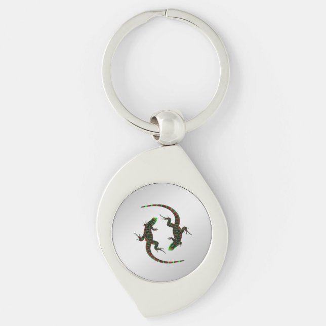 Chaveiro Yin Yang Lizards Silver (Frente)