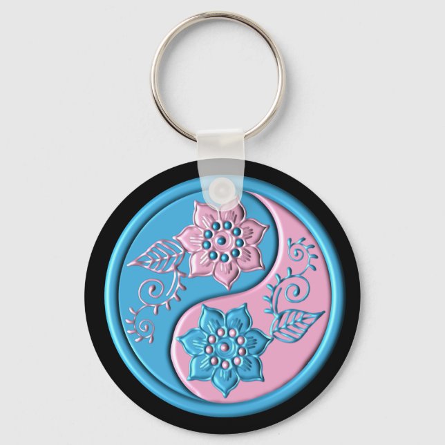 Chaveiro Yin Yang Rosa e Azul (Frente)