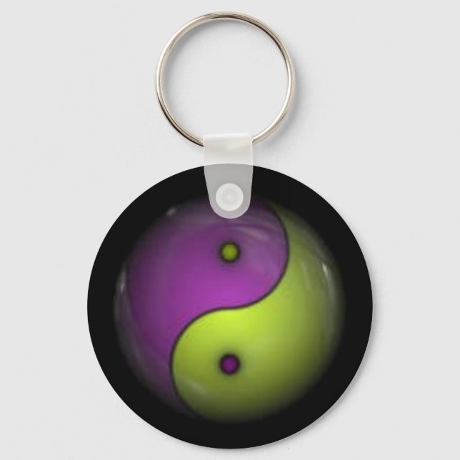 Chaveiro yin yang roxo e verde (Frente)
