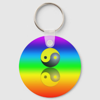 Chaveiro Yin & Yang símbolo em Chakra cores motivo 1