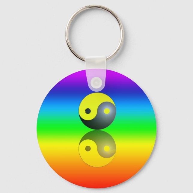 Chaveiro Yin & Yang símbolo em Chakra cores motivo 1 (Frente)