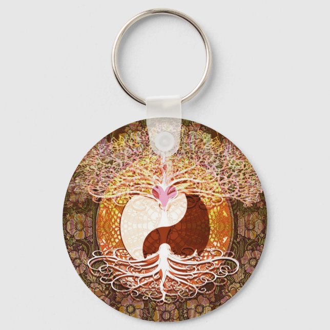 Chaveiro Ying Yang Heart Tree of Life (Frente)