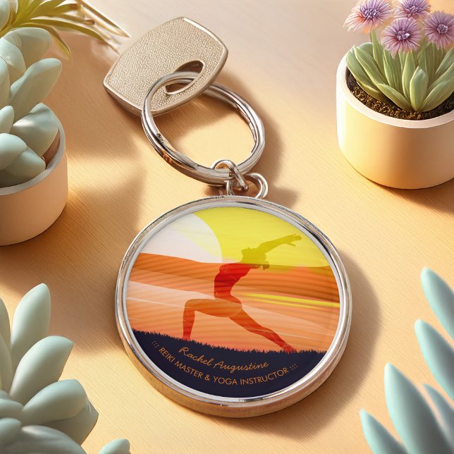 Chaveiro Yoga Instrutor Sun Salutation Crescent Moon Pose  (Criador carregado)