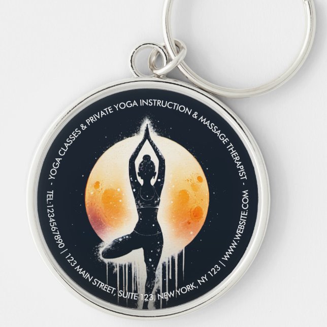 Chaveiro Yoga Meditation Instrutor Tree Pose Full Moon (Frente)
