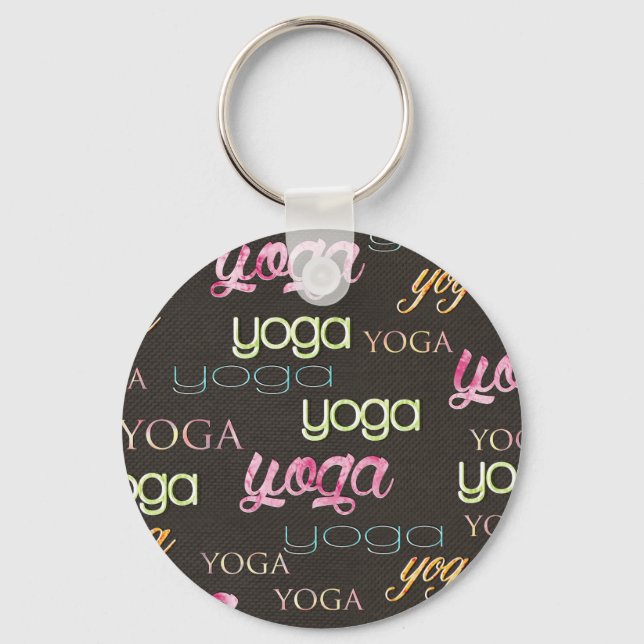 Chaveiro Yoga Pattern Watercolor em algodão escuro (Frente)