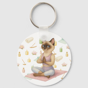 Chaveiro Yoga Pose Namaste para amantes de gatos siameses