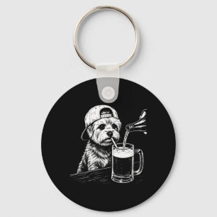 Chaveiro Yorkie deitado bebendo cerveja meme engraçado de c