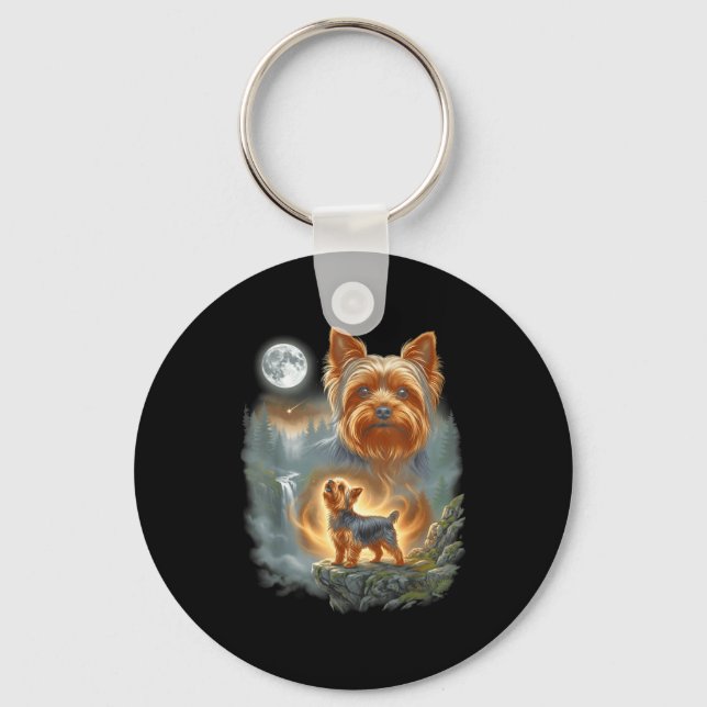 Chaveiro Yorkie uivando para a lua meme de cachorro engraça (Frente)