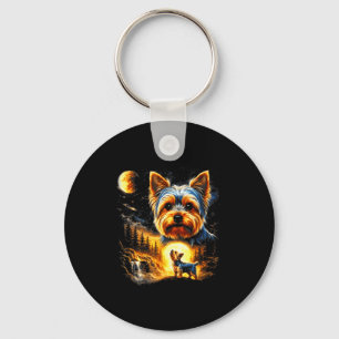 Chaveiro Yorkie uivando para a lua vintage 90s cachorro eng